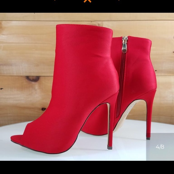 🔥New🔥 Size 8.5 Left. Red Peep Toe Booties. - Picture 7 of 8